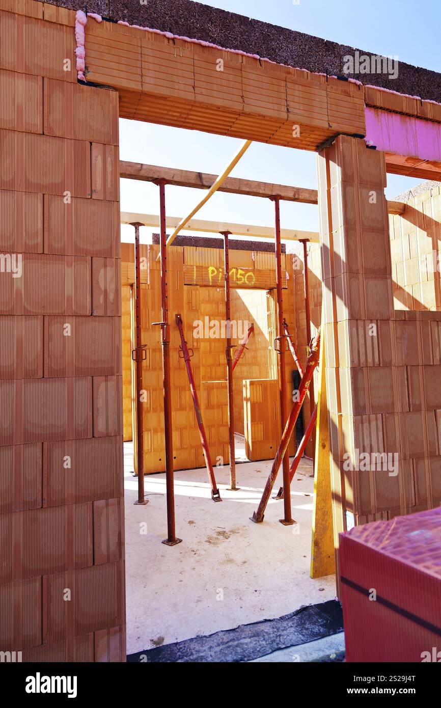 A brick shell of a house in solid construction. Built in bricks ...