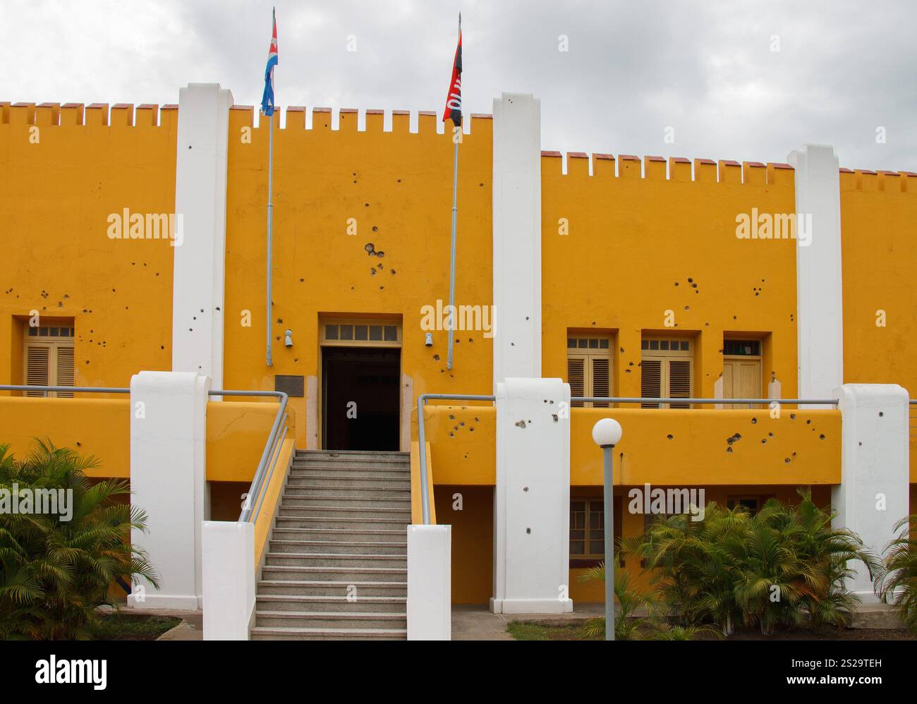 The Moncada barracks, today the 26th of july museum with bullet holes Stock Photo