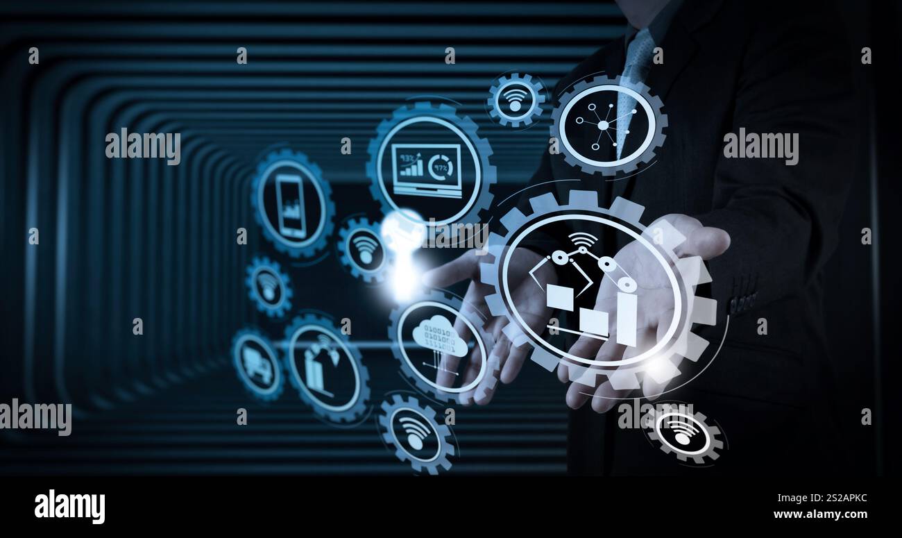 Smart Factory And Industry 4 0 And Connected Production Robots Smart factory and industry 4 0 and connected production robots