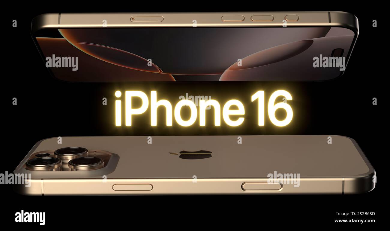 High-quality rendering of iPhone 16 pro Stock Photo
