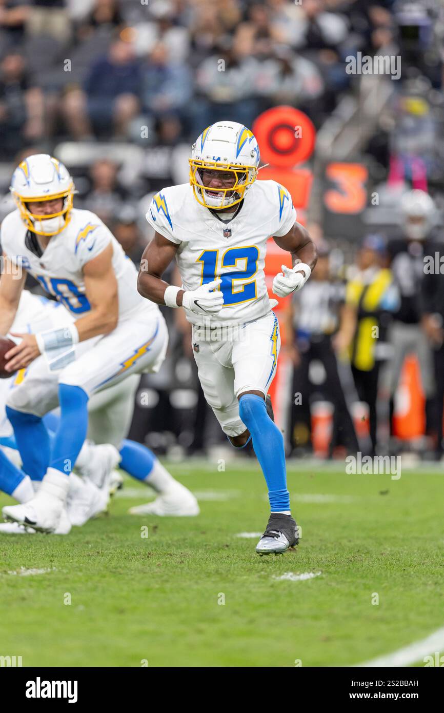 Los Angeles Chargers wide receiver Derius Davis (12) goes in motion ...
