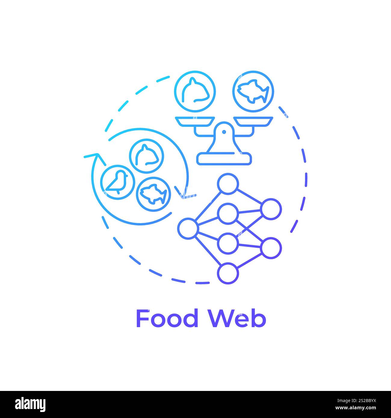 Food web blue gradient concept icon Stock Vector