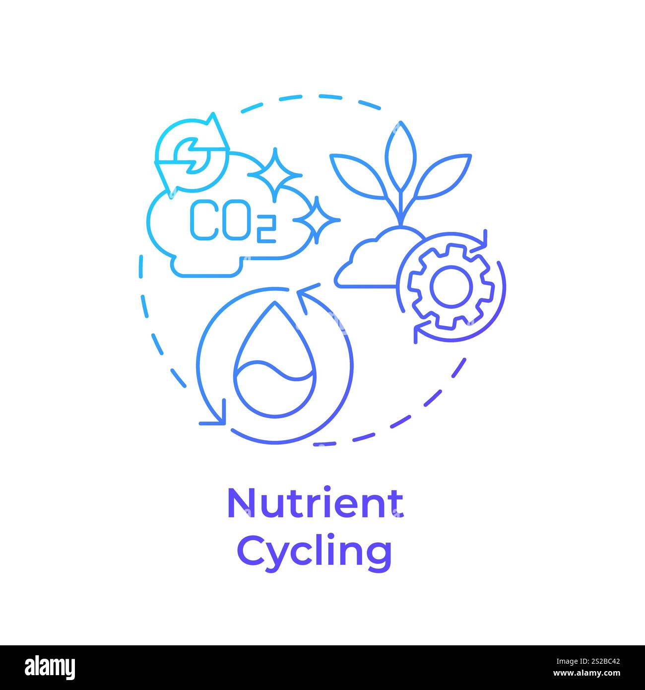 Nutrient cycling blue gradient concept icon Stock Vector