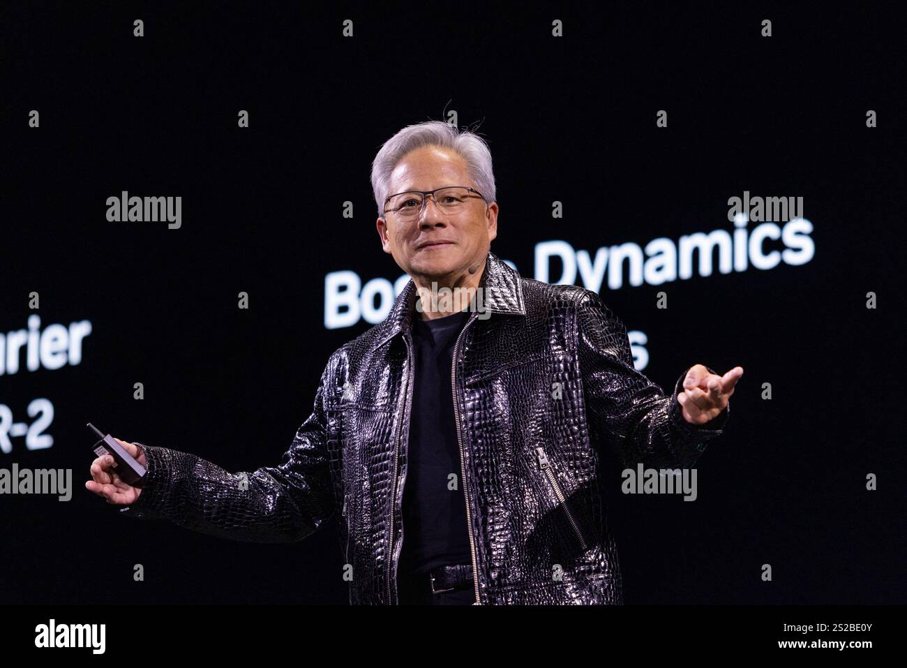 Las Vegas, USA. 06th Jan, 2025. Nvidia CEO Jensen Huang gives the first ...