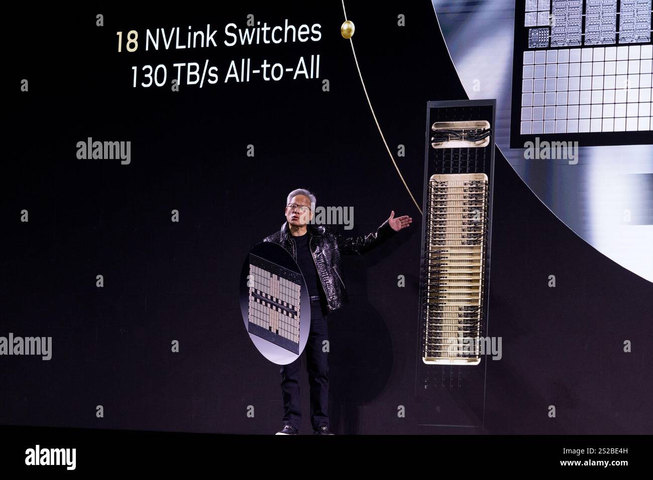 Las Vegas, USA. 06th Jan, 2025. Nvidia CEO Jensen Huang gives the first ...