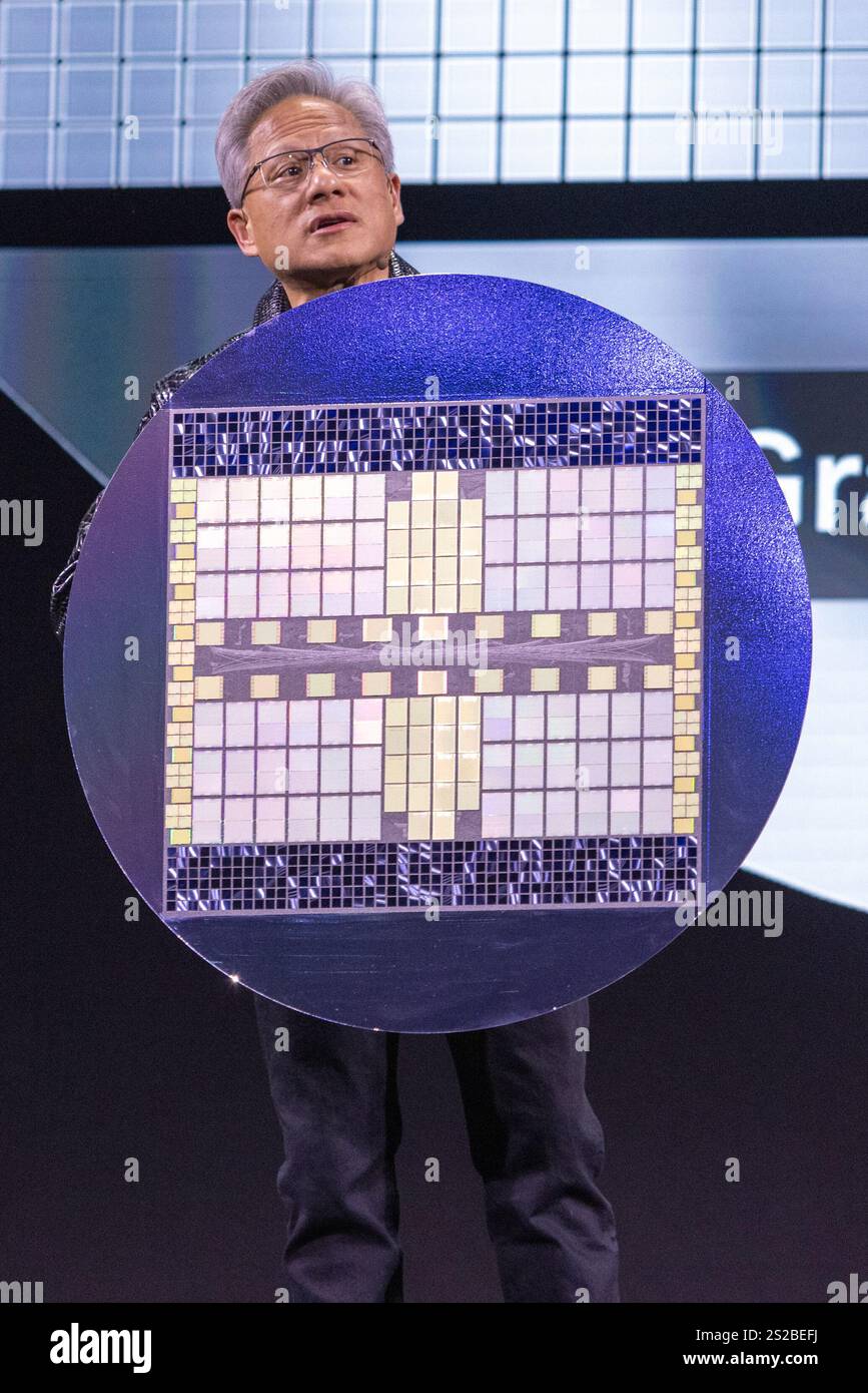 Nvidia CEO Jensen Huang gives the first Keynote speech of CES 2025 at ...
