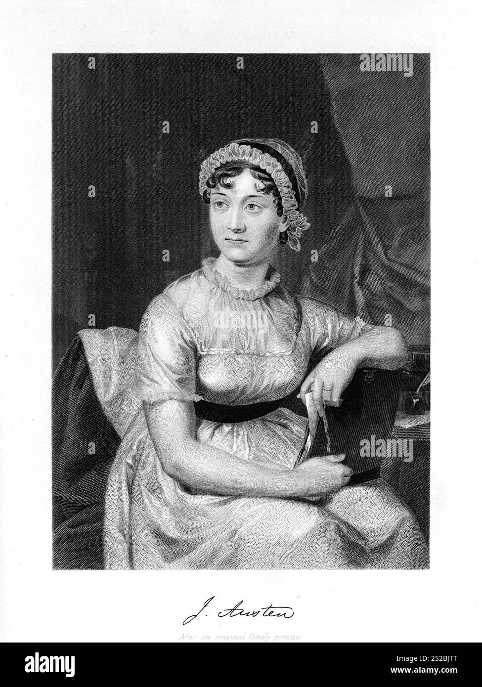 Jane Austen (2025 marks the 250th anniversary of Jane Austen's birth) - Engraving From 1873 Featuring The English Novelist. Stock Photo