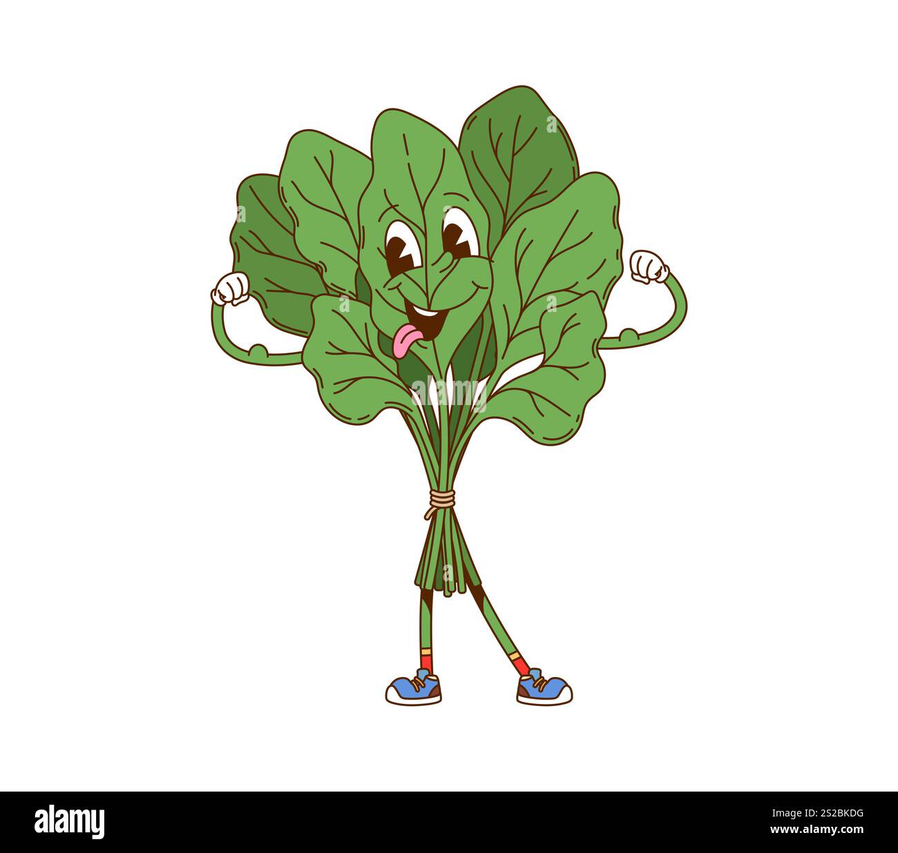 Cartoon spinach vegetable groovy character. Vegetarian food fresh ...