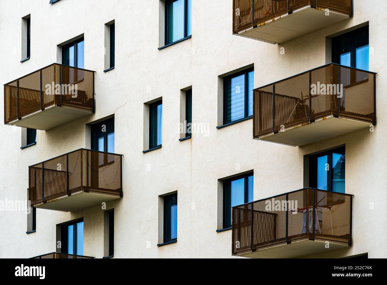 Modern Residential Apartment Building with Minimalist Design, Metal ...