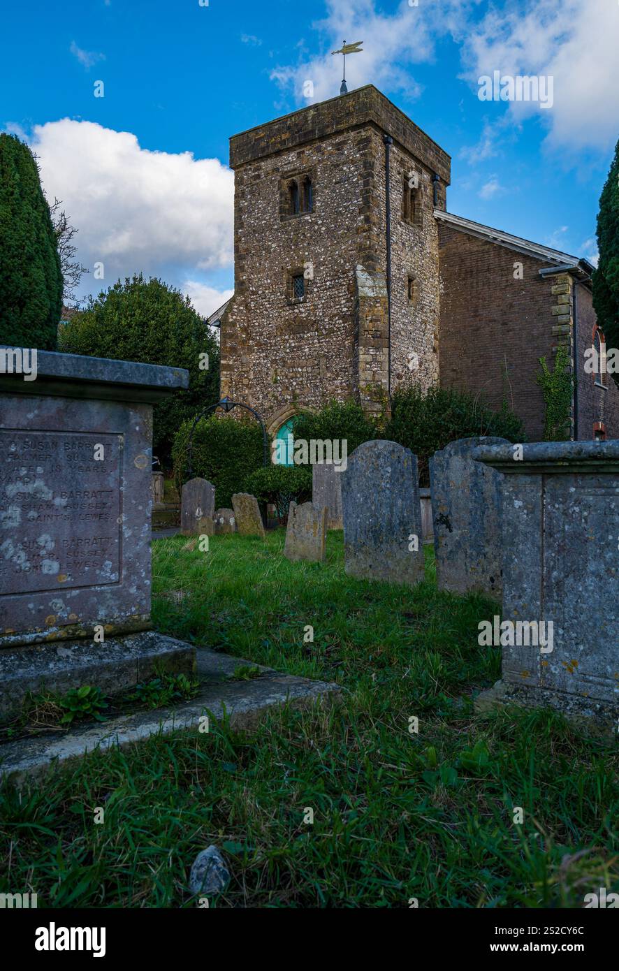 A view across the old churchyard at the All Saints Centre, Lewes, East Sussex Stock Photo