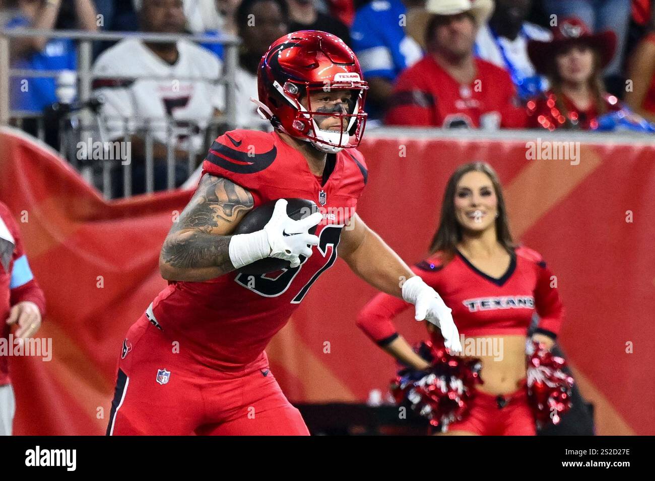 Houston Texans tight end Cade Stover (87) catches a pass in the first ...