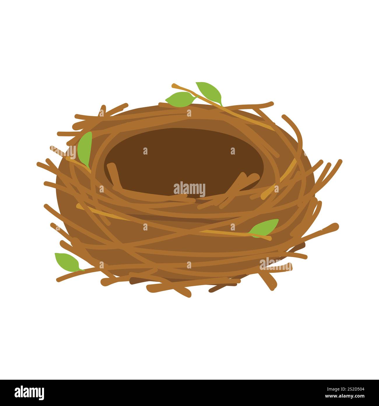 Empty bird nest isolated on white background. Vector illustration Stock Vector