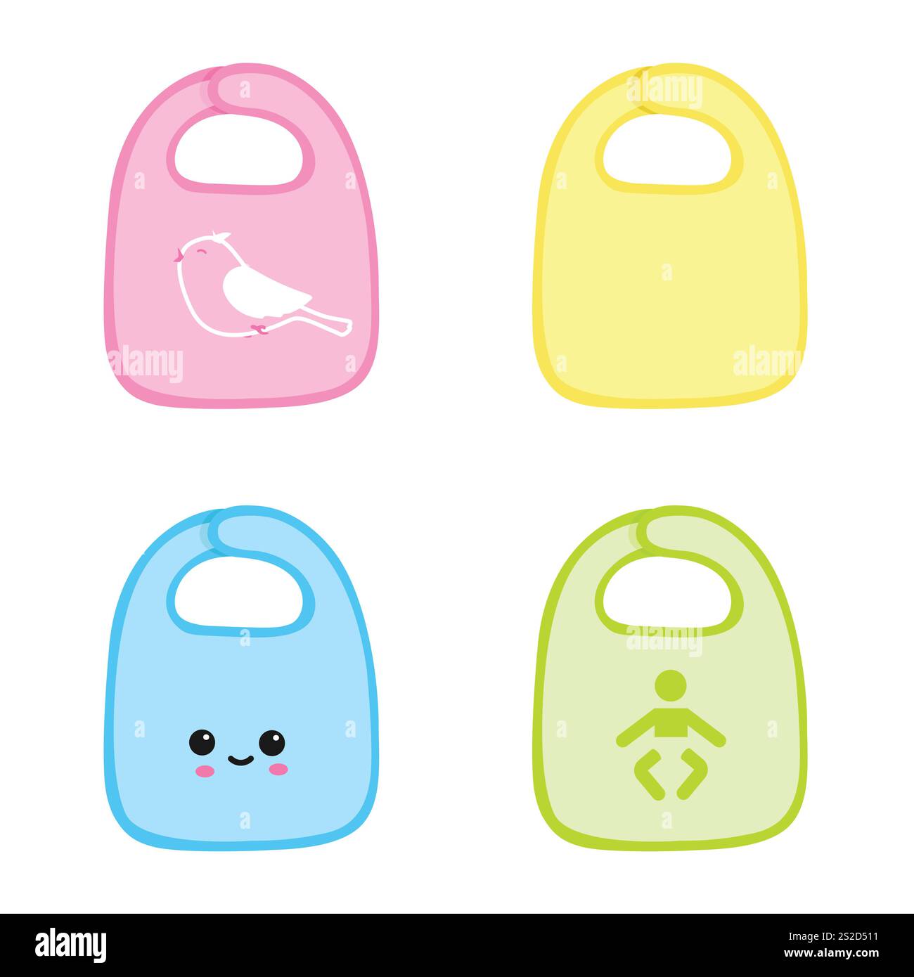 Set of cute baby bib isolated on white background. Vector Stock Vector ...