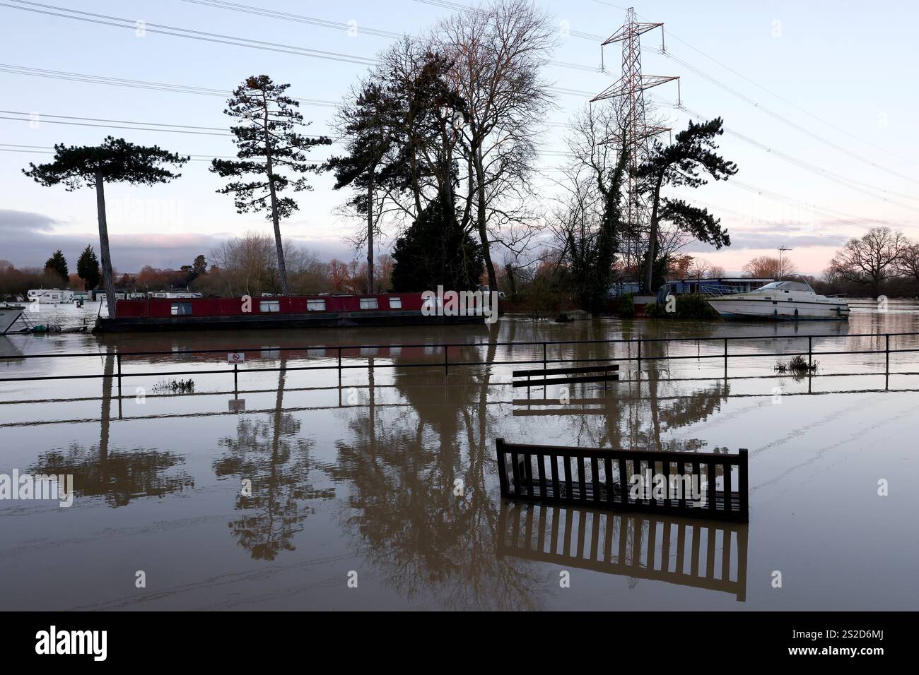 Flooded banks of the river Soar in Barrow Upon Soar, England, Tuesday