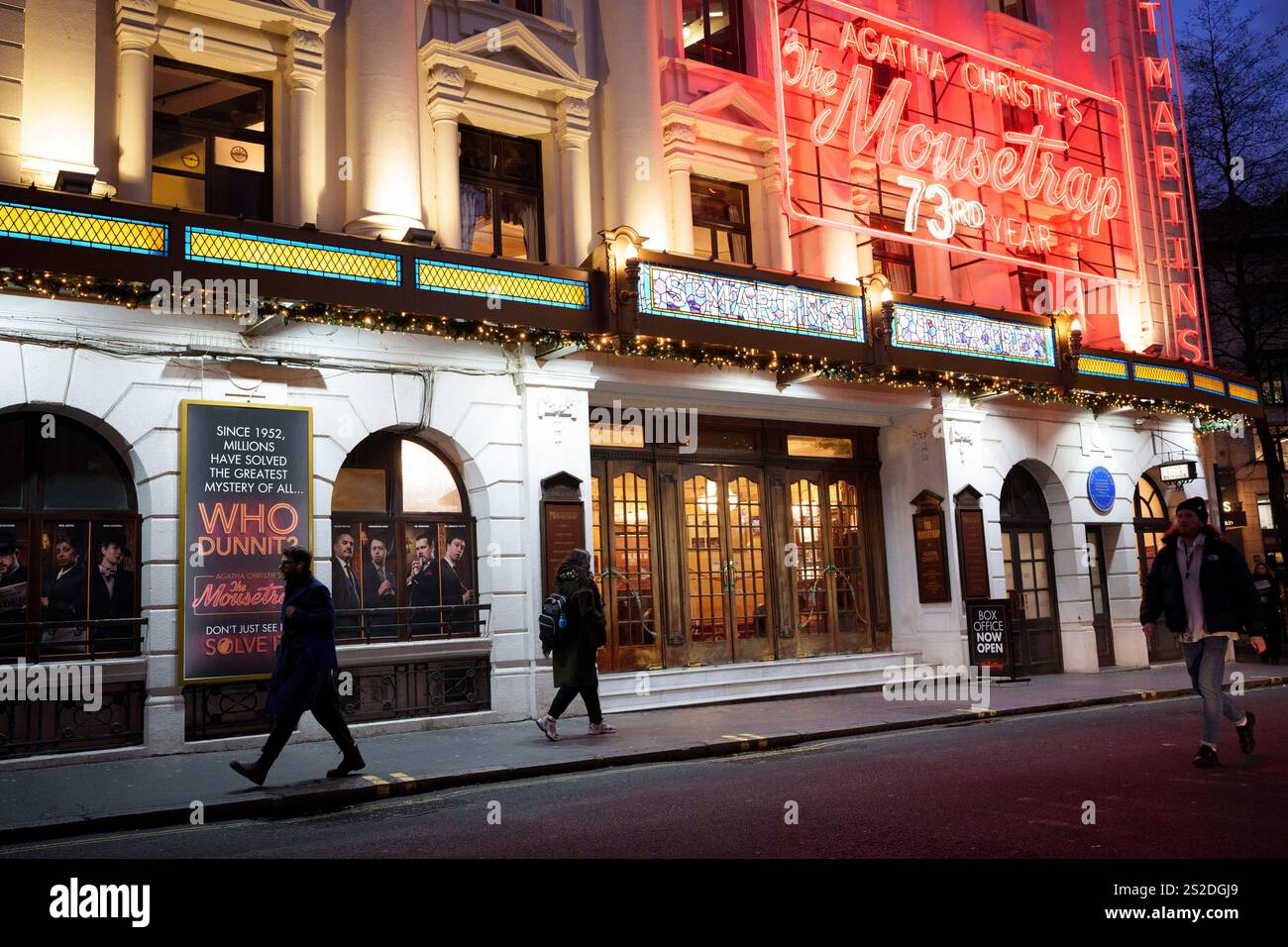 An evening exterior of the St Martins Theatre where Agatha Christie's ...