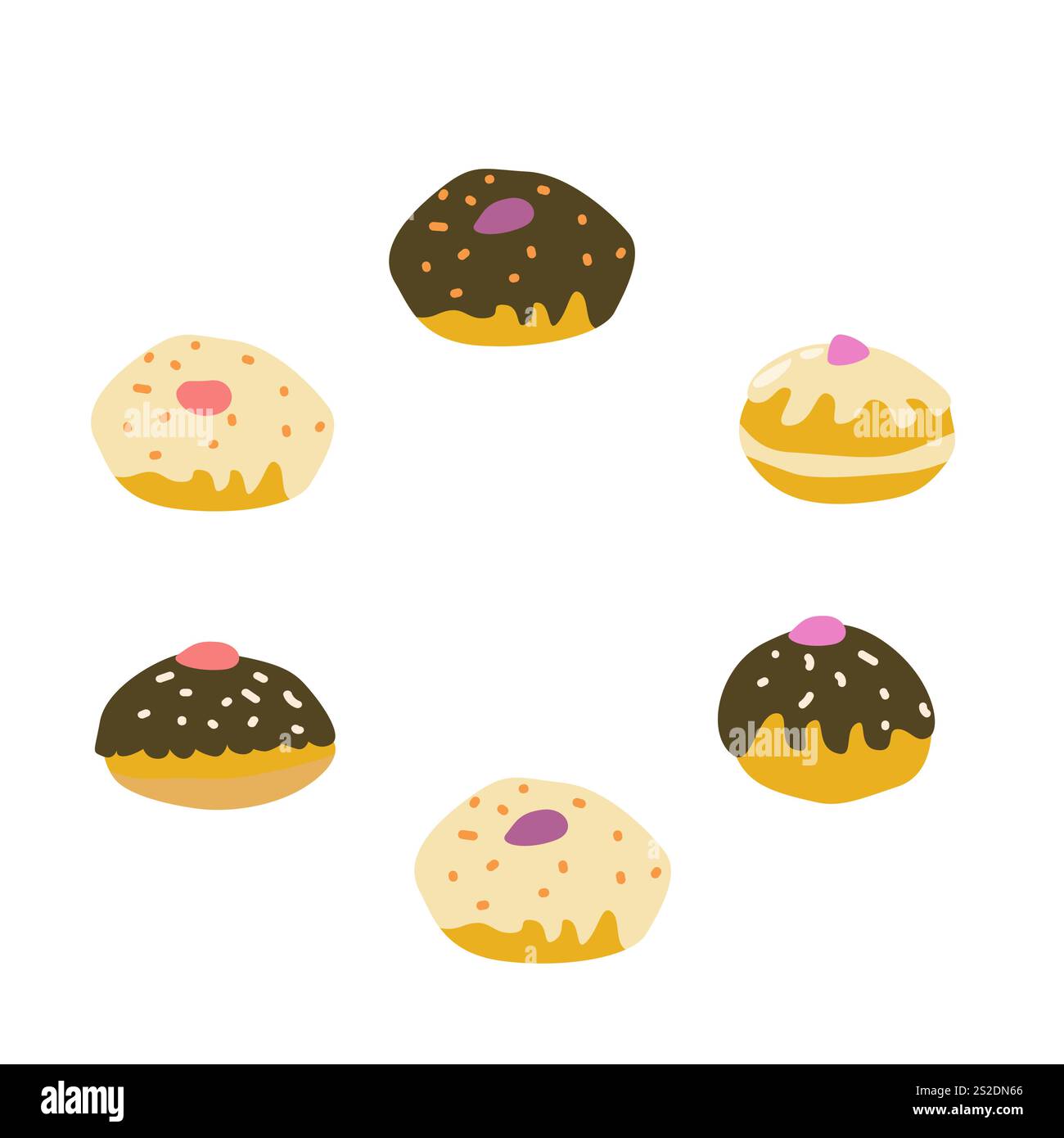 Colorful assorted donuts with frosting and sprinkles Stock Vector Image ...