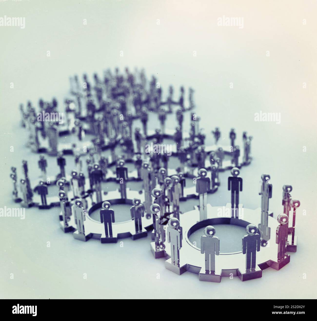 Model of 3d figures on connected cogs as industry vintage style concept ...