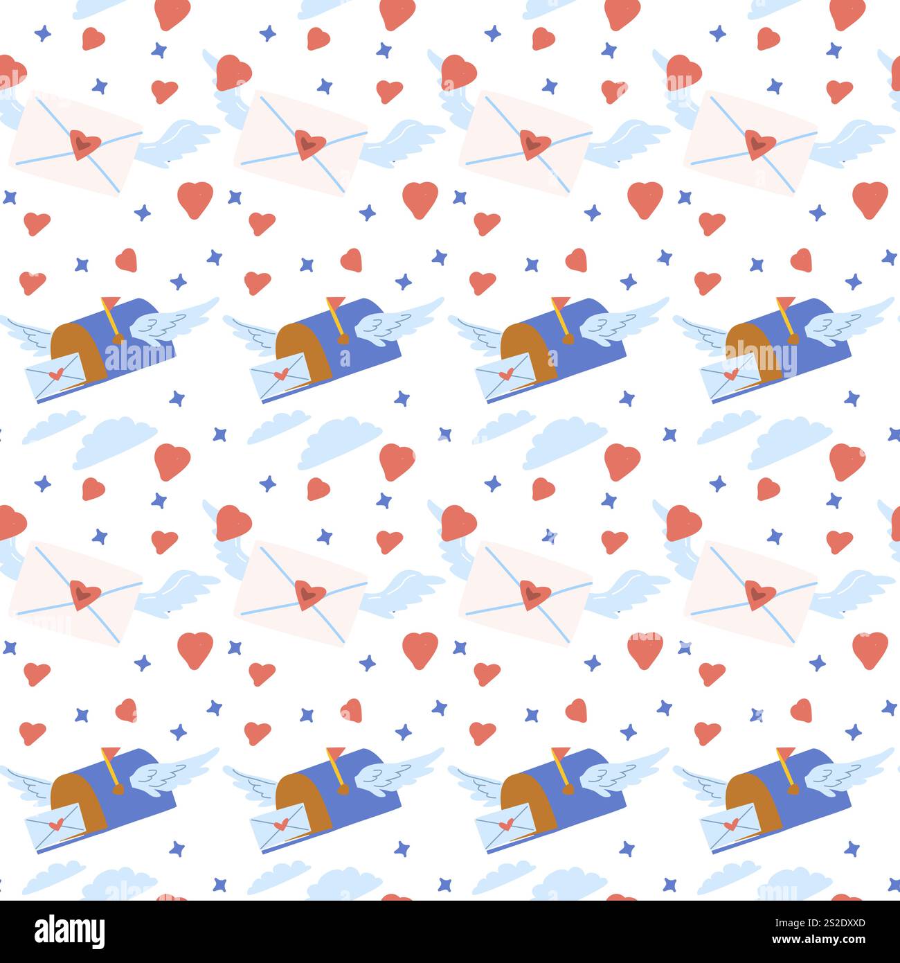 Romantic valentine pattern with love element on white background. Stock Vector