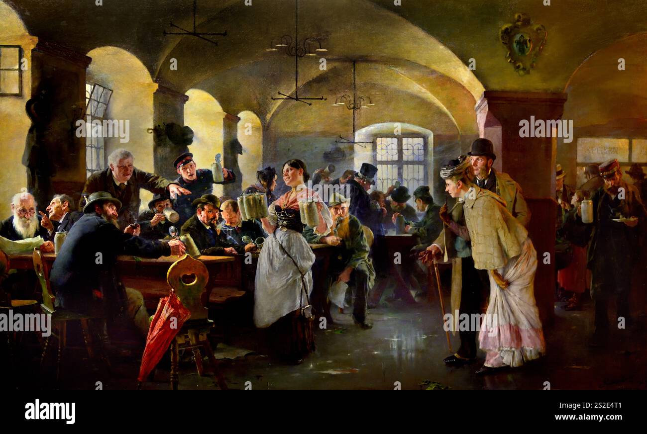 The Hofbrauhaus in Munich 1892 by Fülöp László  1869-1937 Fine Art Museum, Hungarian, Hungary, Stock Photo