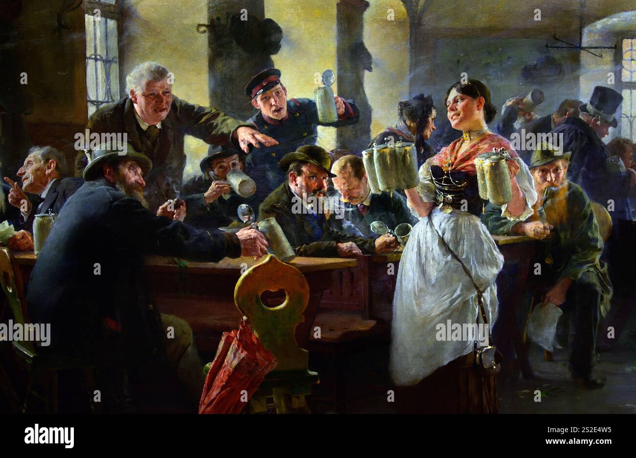 The Hofbrauhaus in Munich 1892 by Fülöp László  1869-1937 Fine Art Museum, Hungarian, Hungary, Stock Photo