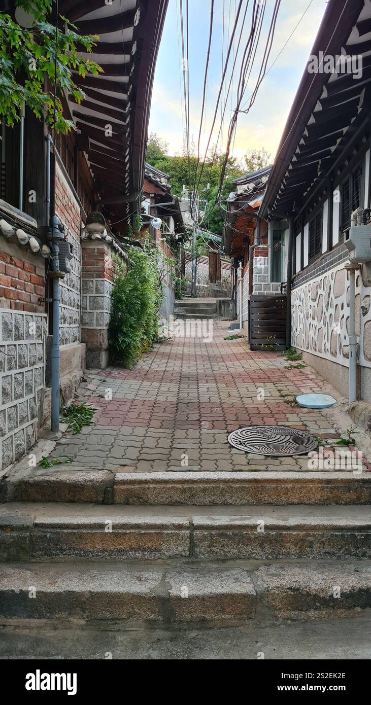 Traditional Street Hanok Bukchon Village - Seoul South Korea - Smartphone Captured Stock Image