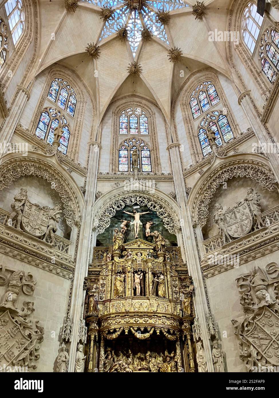 The Dome and Vaulted Ceiling, Catedral de Burgos, Burgos Cathedral, Spain - Smartphone Captured Stock Image