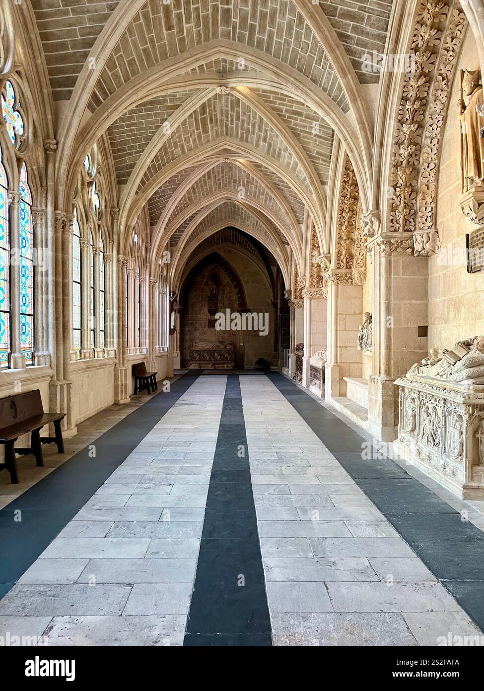 Vaulted Ceiling and Cloister, Catedral de Burgos (Burgos Cathedral), Spain - Smartphone Captured Stock Image