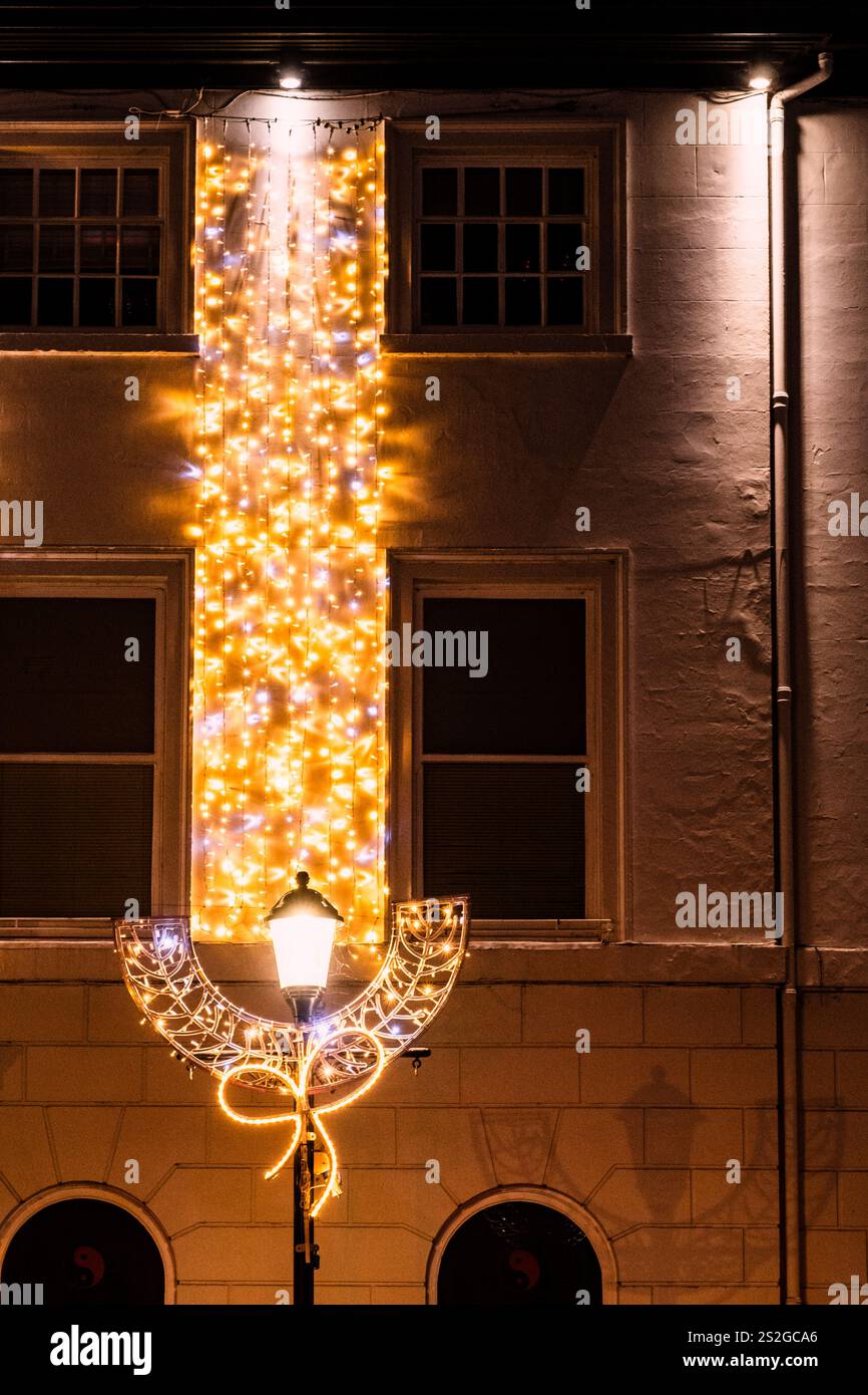 The Christmas and winter lights in historic Stratford-upon-Avon in Warwickshire Stock Photo