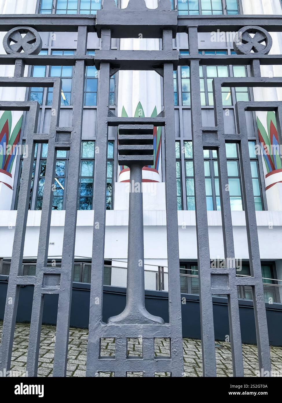 Greater London House - Art Deco Egyptian Revival Black Cat Factory, former Carreras Cigarette Factory - Mornington Crescent, Camden, London - Smartphone Captured Stock Image