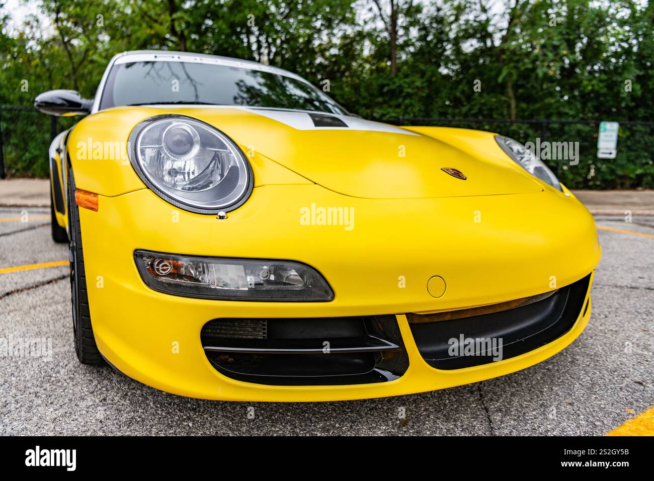 Chicago, Illinois - September 29, 2024: Porsche 911 Carrera S yellow ...