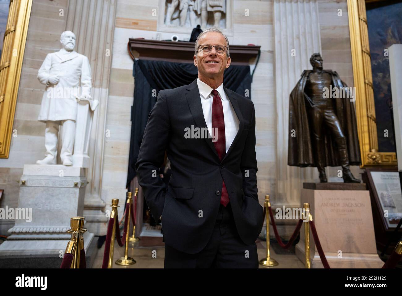 Senate Majority Leader John Thune (RS.D.) arrives for a walkthrough