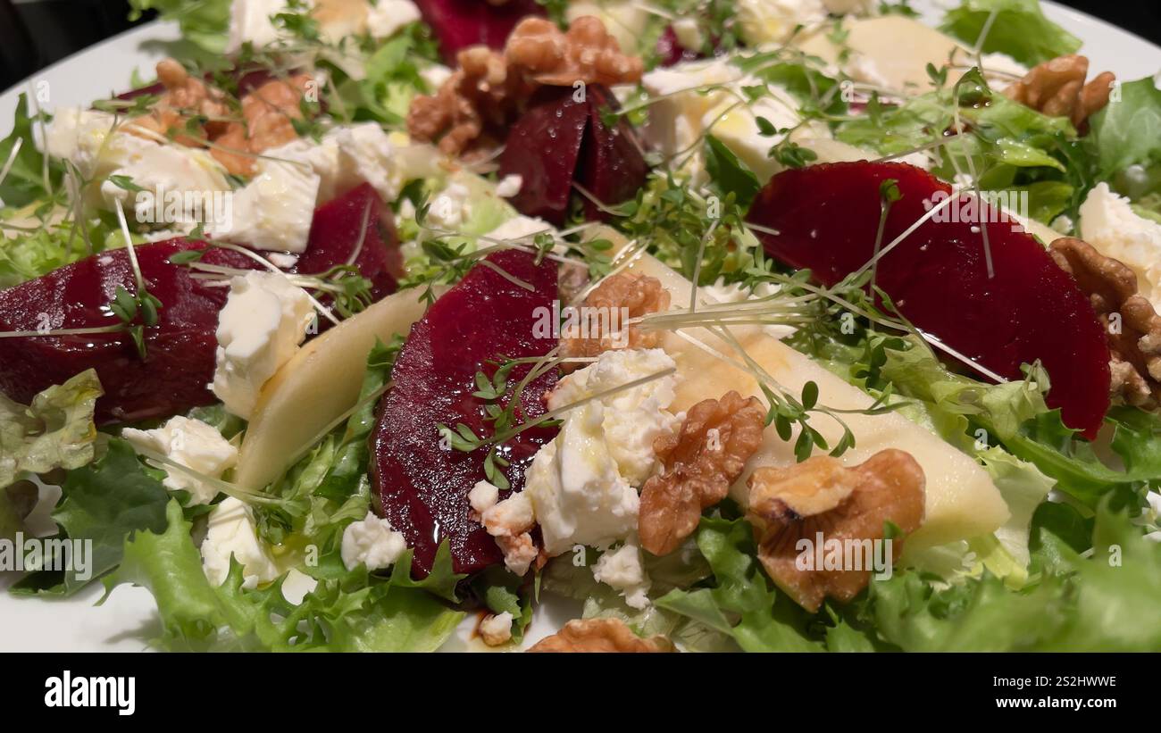 Exquisite gourmet dishes elegantly presented in a fine dining restaurant. Luxurious ingredients and artistic plating showcase culinary mastery. Stock Photo