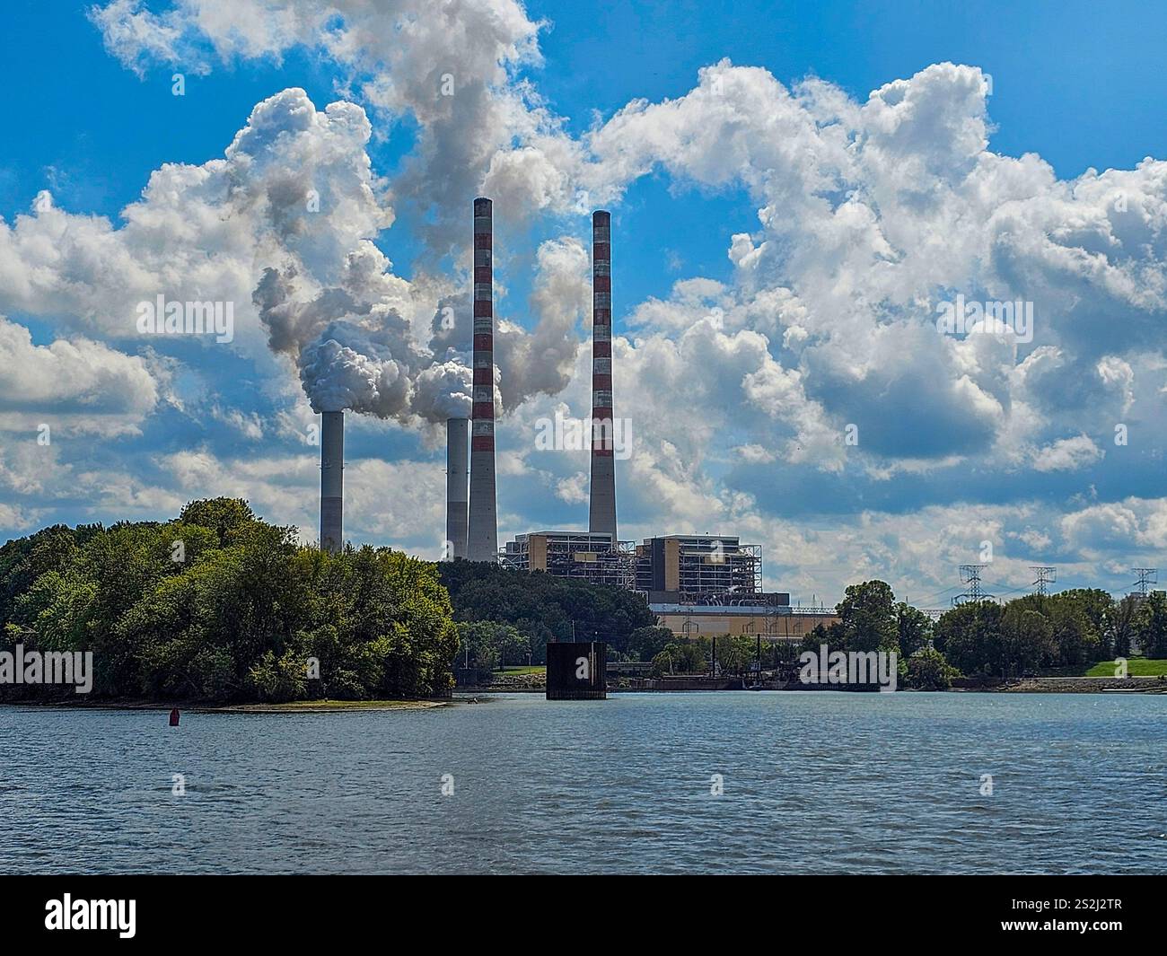 Cumberland Fossil Plant, Cumberland River, Tennessee - Smartphone Captured Stock Image