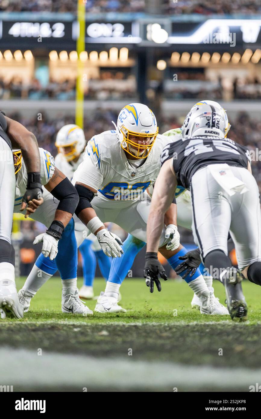 Los Angeles Chargers offensive lineman Sam Mustipher (62) against the ...