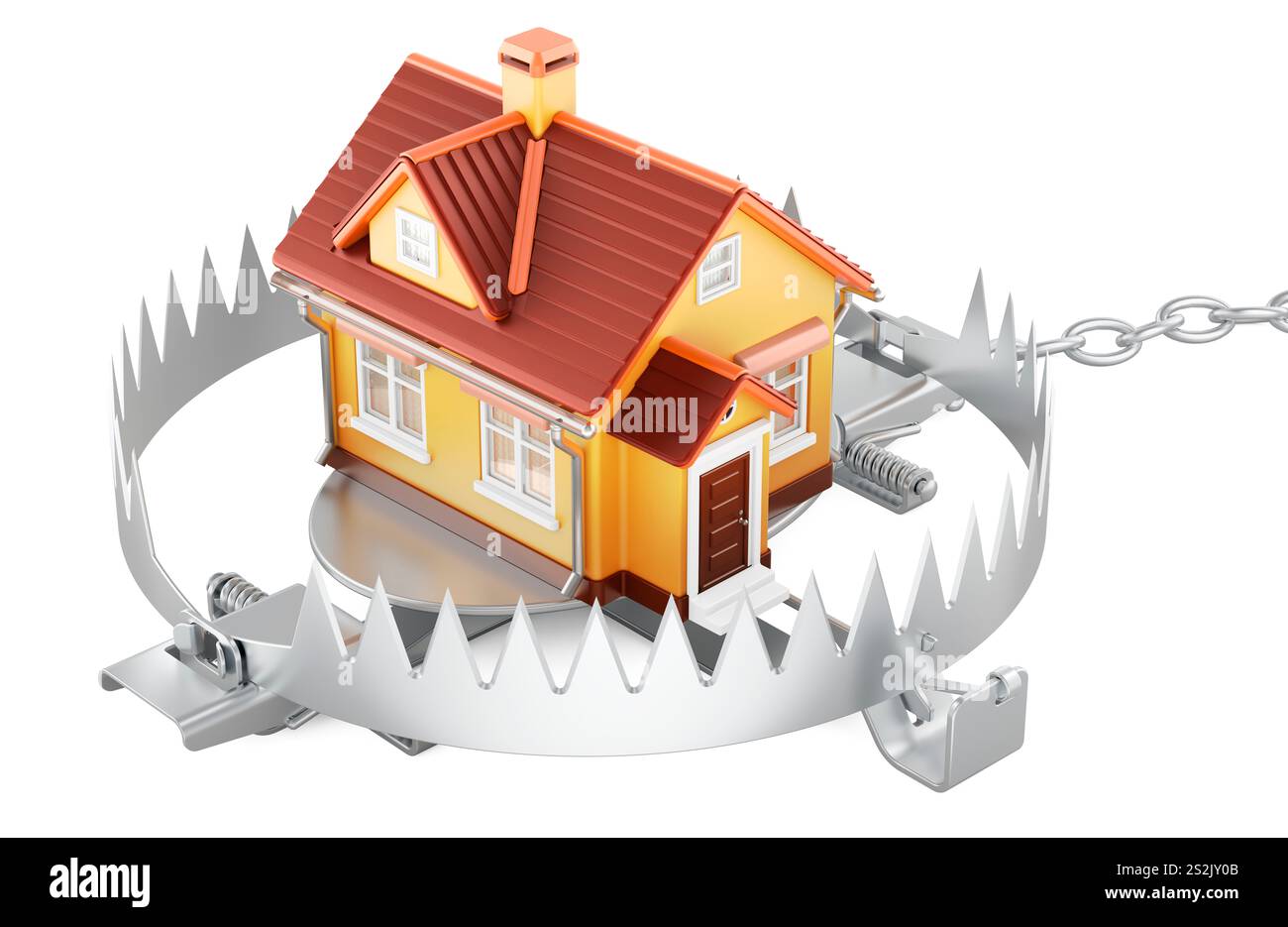 Home inside bear trap, 3D rendering isolated on white background Stock ...
