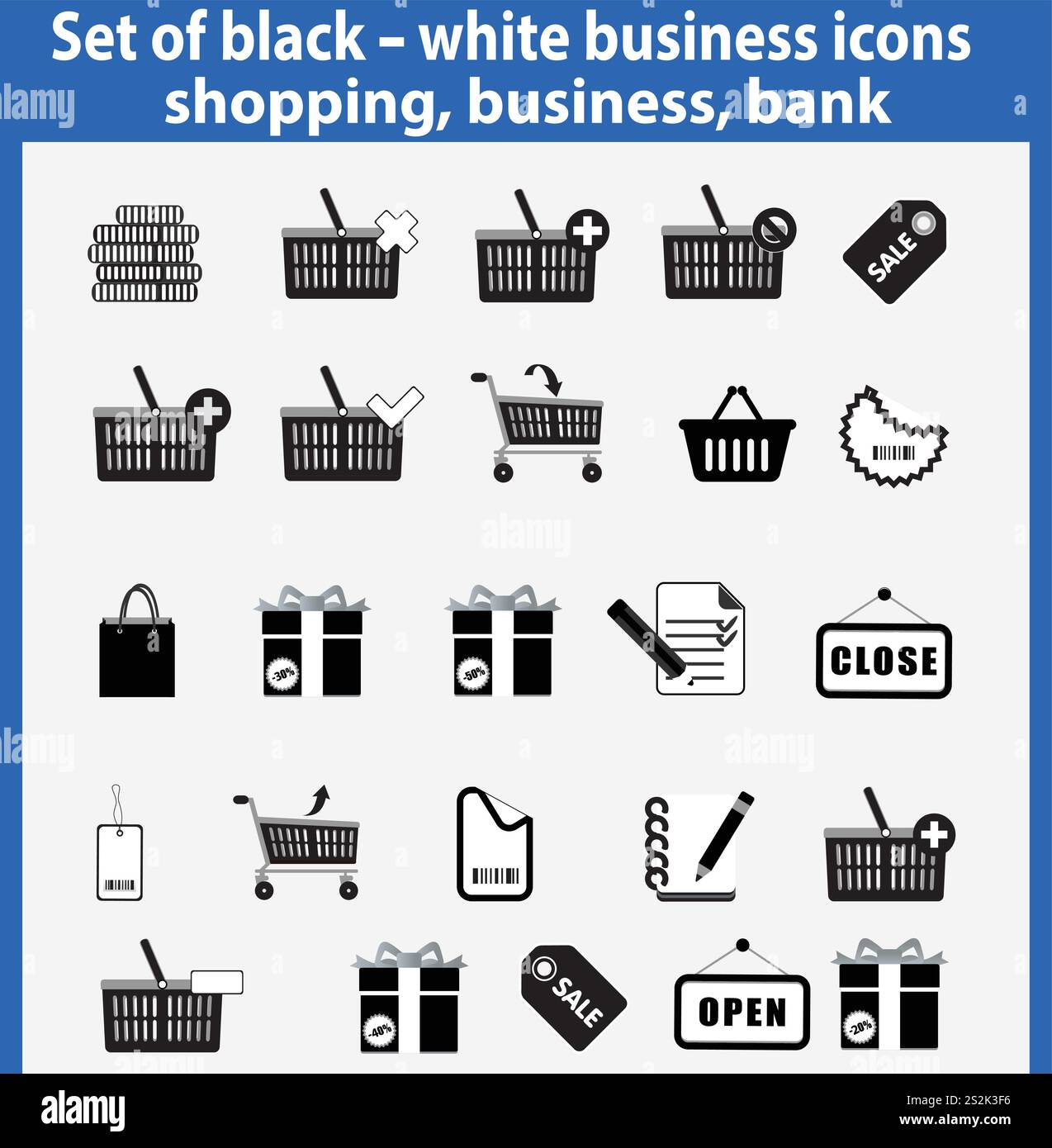 Vector set of beautiful black and white business icons. EPS 10 Stock Vector