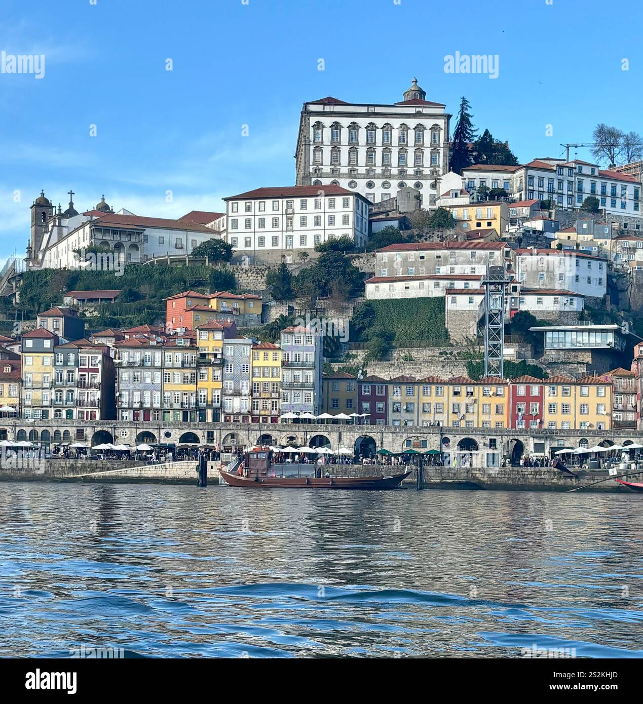 Beautiful historical buildings as seen from a boat on the Douro River - Smartphone Captured Stock Image