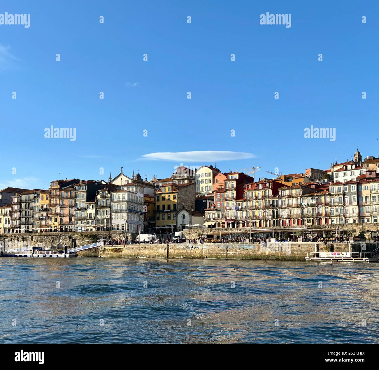 Beautiful historical buildings as seen from a boat on the Duoro River - Smartphone Captured Stock Image