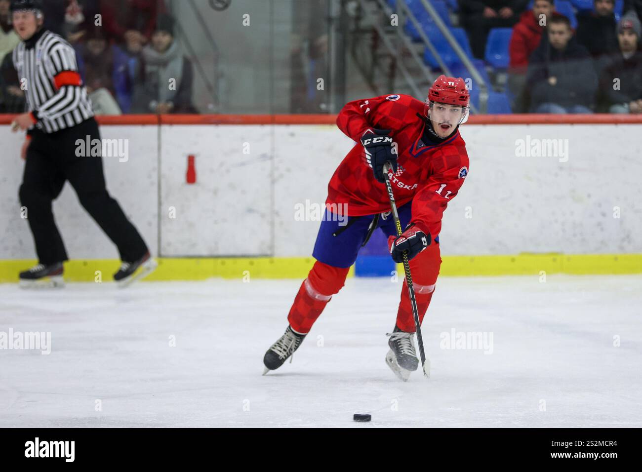 Lovro Kurjakovic of Croatia skates during the 2025 Ice Hockey U20 World