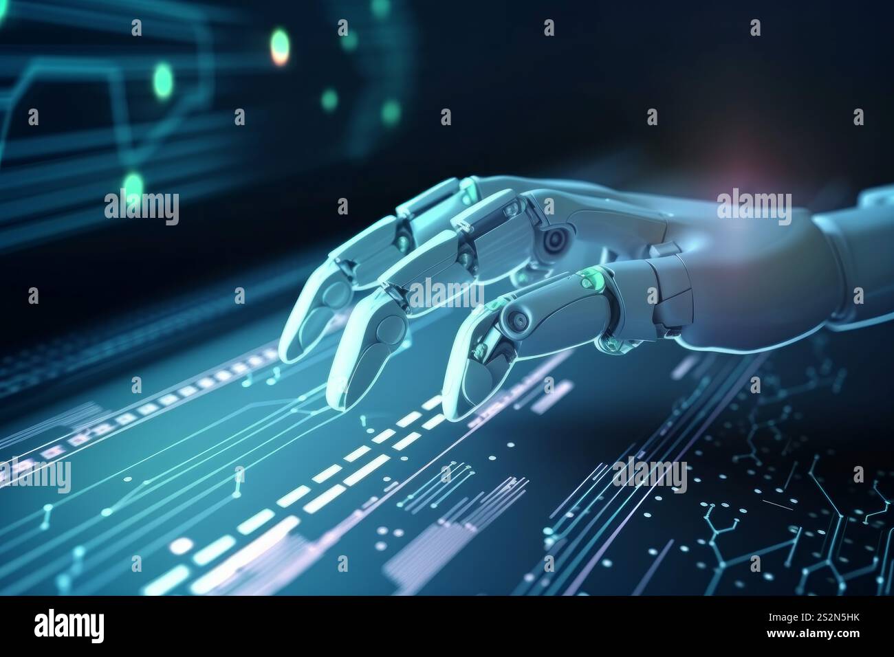 Hand of robot touch. Coding monitor science. Generate Ai Stock Photo ...