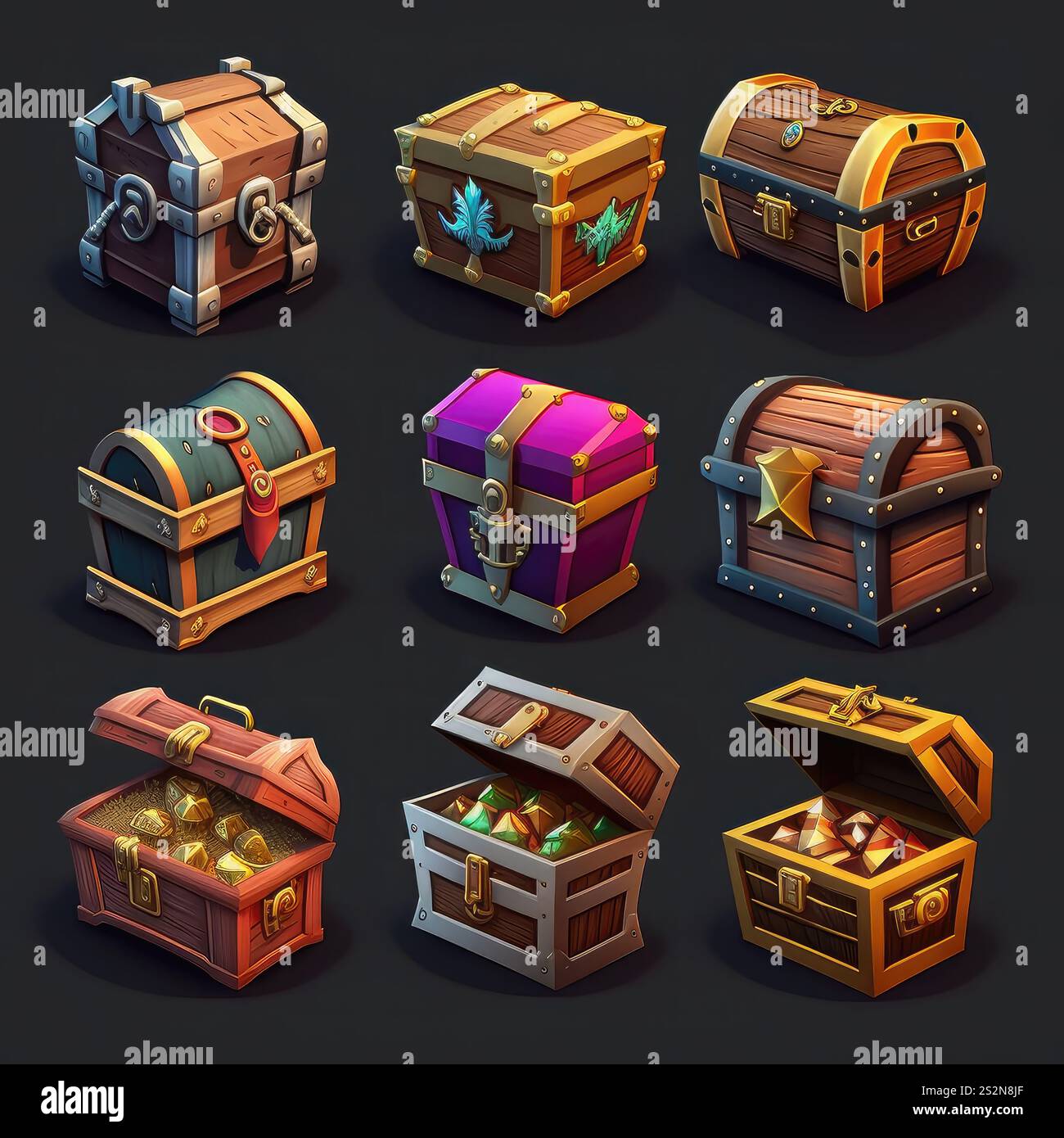 fantasy game treasure chest ai generated. lock element, ancient object ...