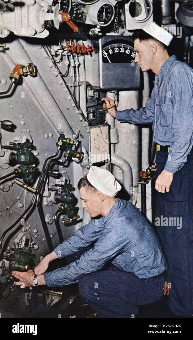 Fireroom aboard USS Rochester (CA-124), in 1955 Stock Photo - Alamy