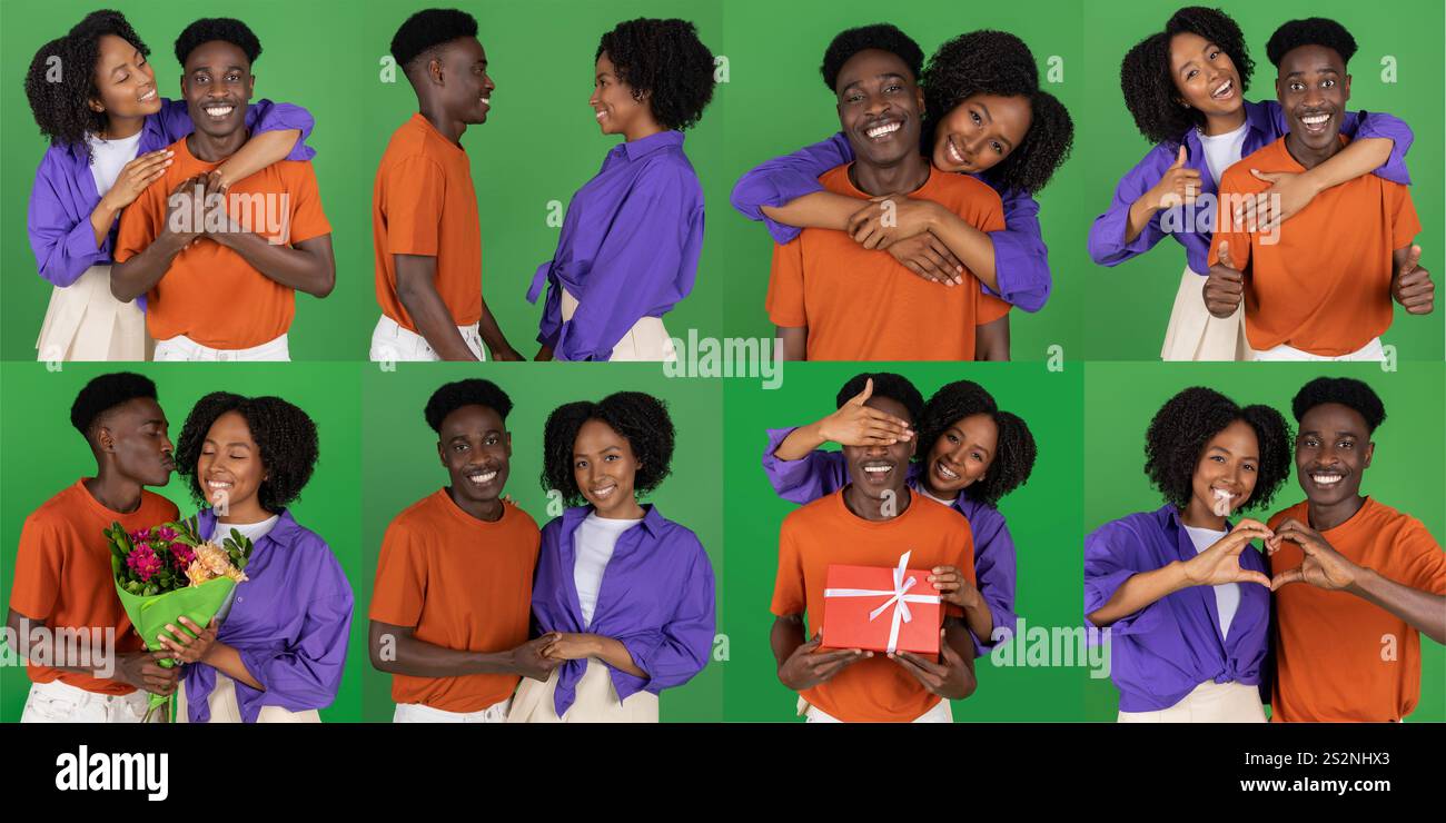 Diverse couple celebrating love and joy in a colorful collage Stock ...