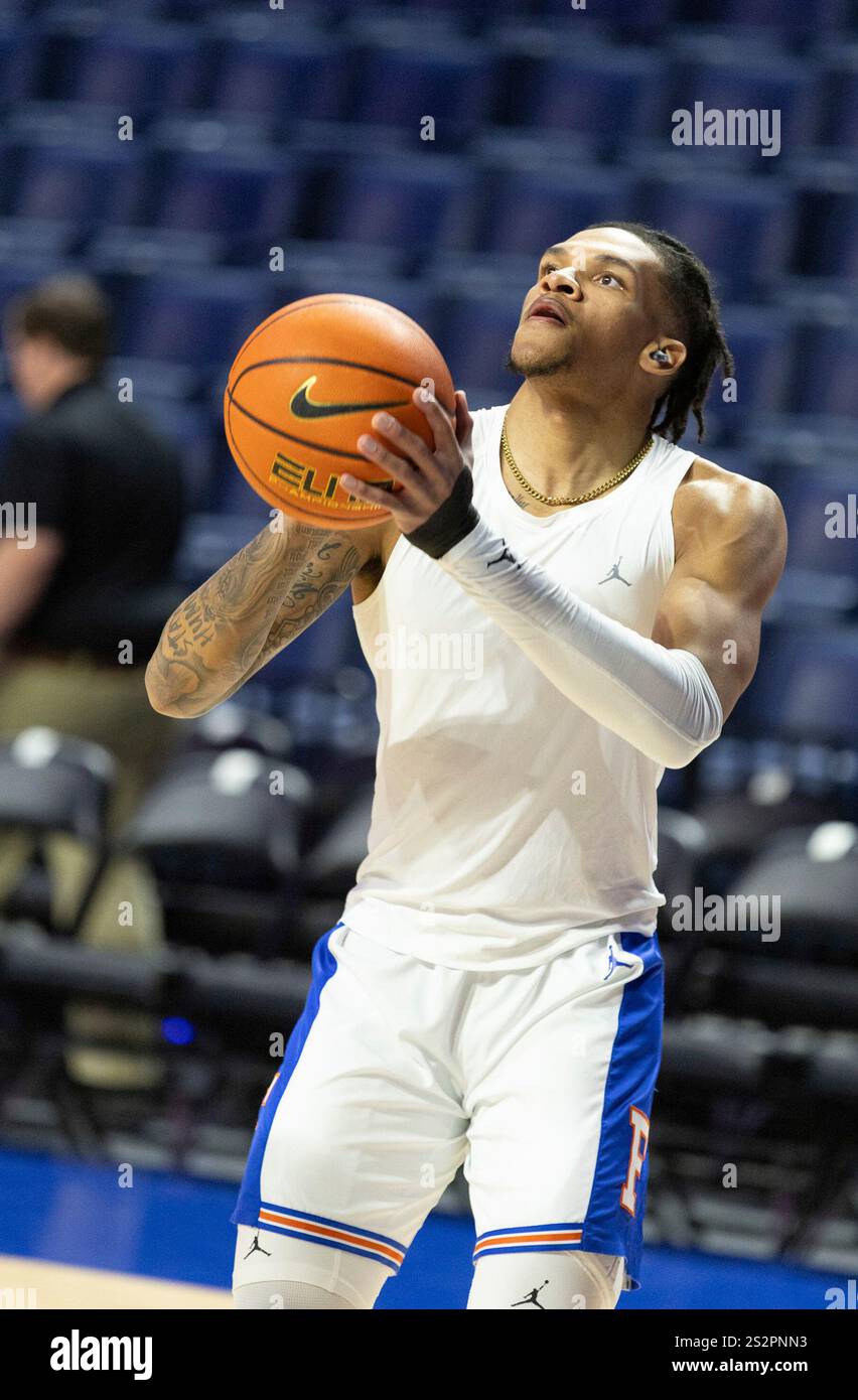 Florida guard Will Richard warms up before an NCAA college basketball