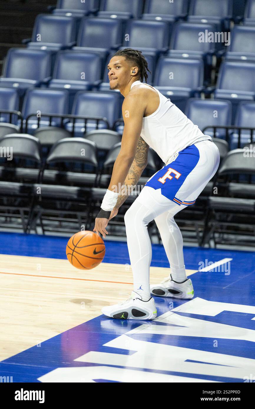 Florida guard Will Richard warms before an NCAA college basketball game