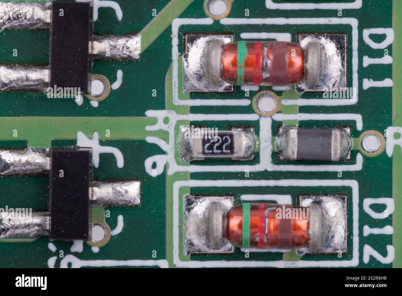 Detailed view of glass diodes on PCB Stock Photo - Alamy