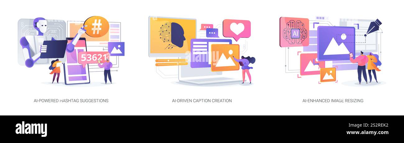 Artificial Intelligence in social media abstract concept vector ...