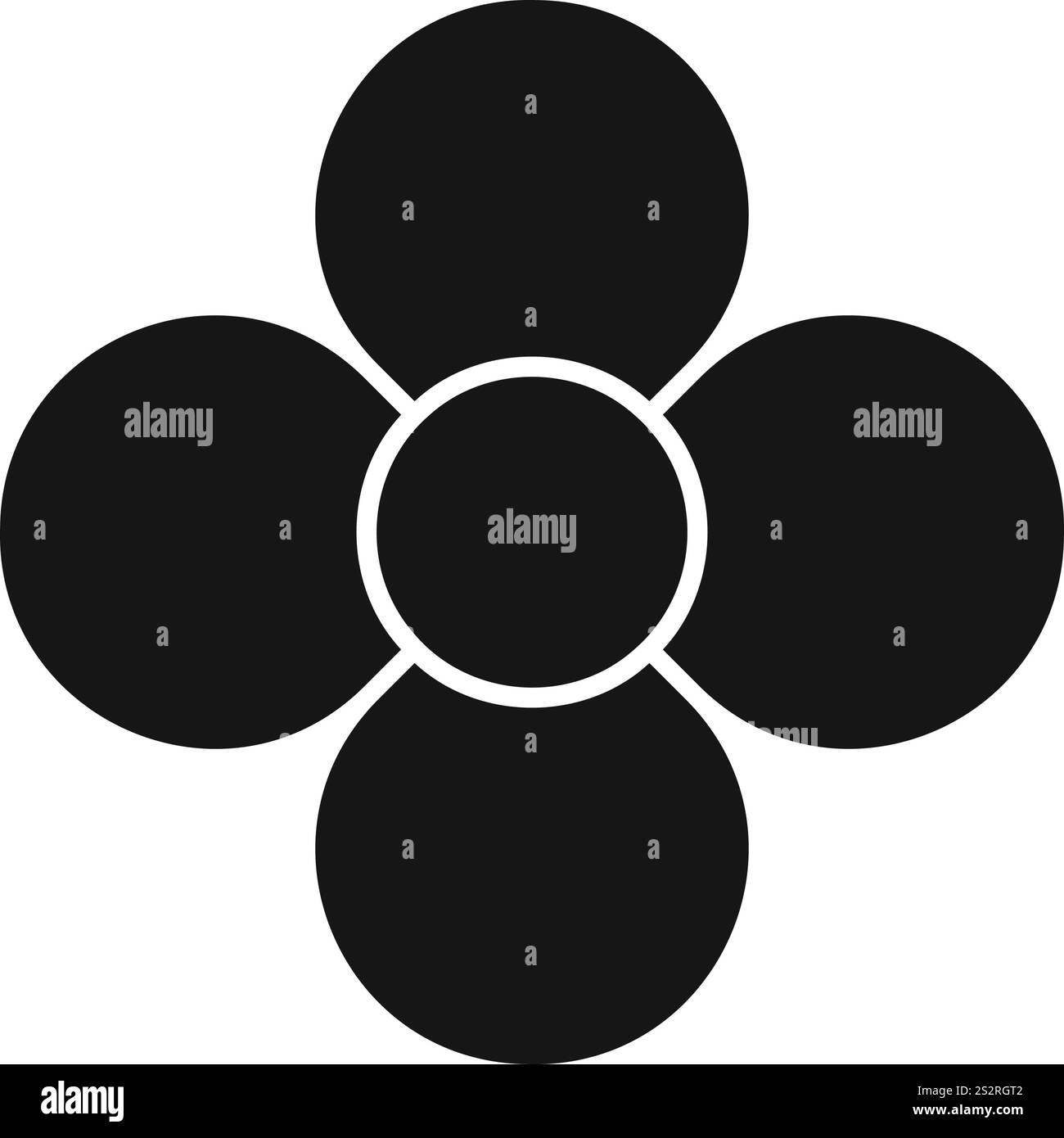 Flower silhouette with four petals. Floral chart divided on 4 equal segments in leaf shapes isolated on white background. Diagram for data presentation. Vector graphic illustration. Stock Vector