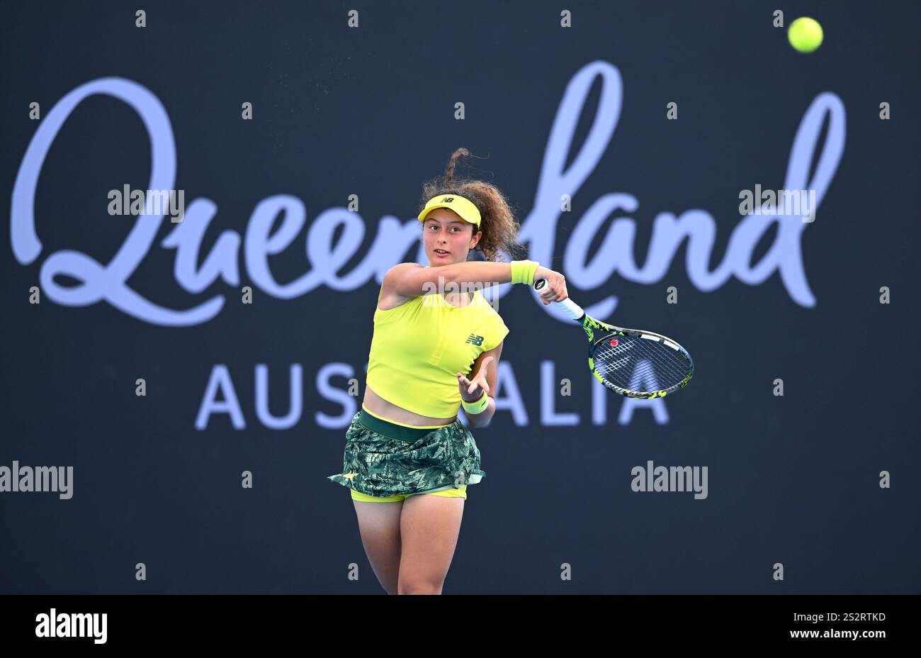 Tahlia Kokkinis of Australia in action against Sara Sorribes Tormo of ...