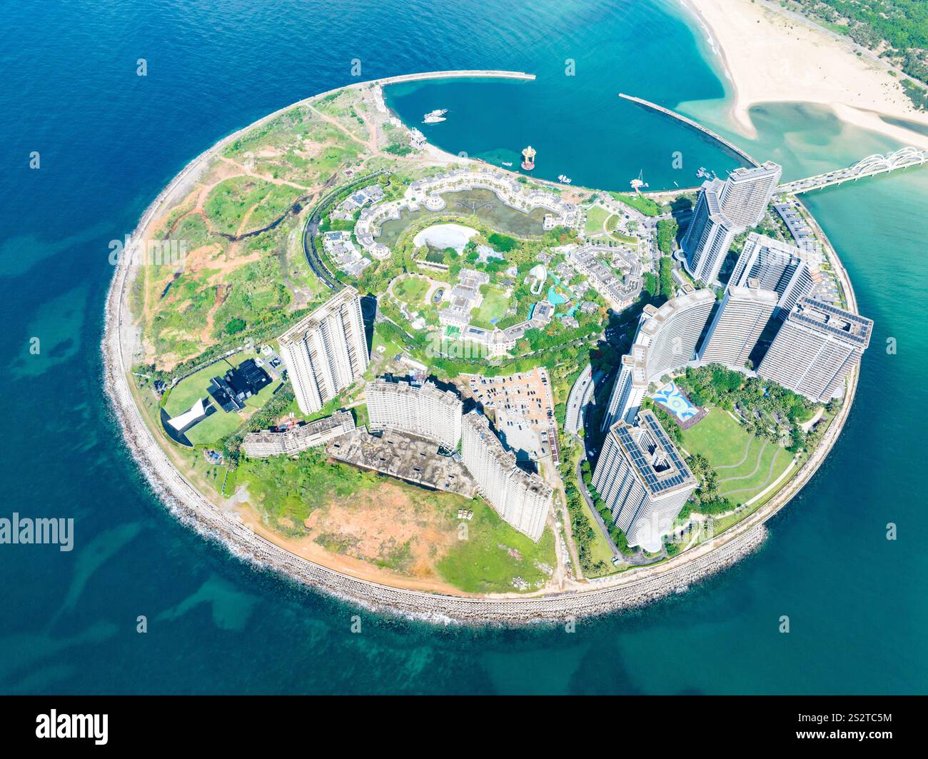 Aerial photography of Sunac Sun Moon Bay in Wanning, Hainan Stock Photo ...